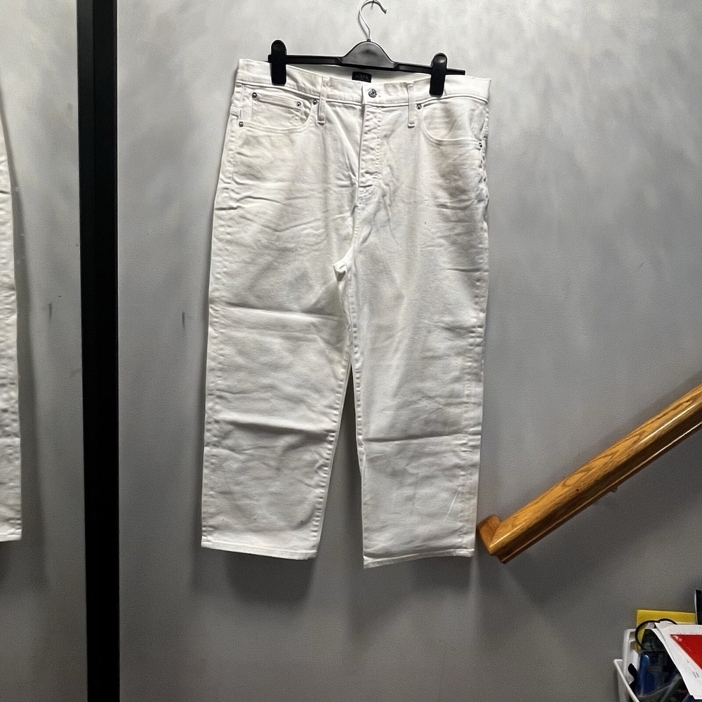J. Crew Wide Leg Denim Trouser 34NWT White High Rise Jeans Women